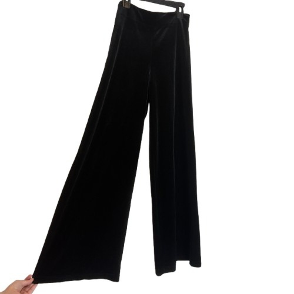 NWT Max Studio London Black Velvet Wide Leg Trousers Witchy Whimsigoth Size XS